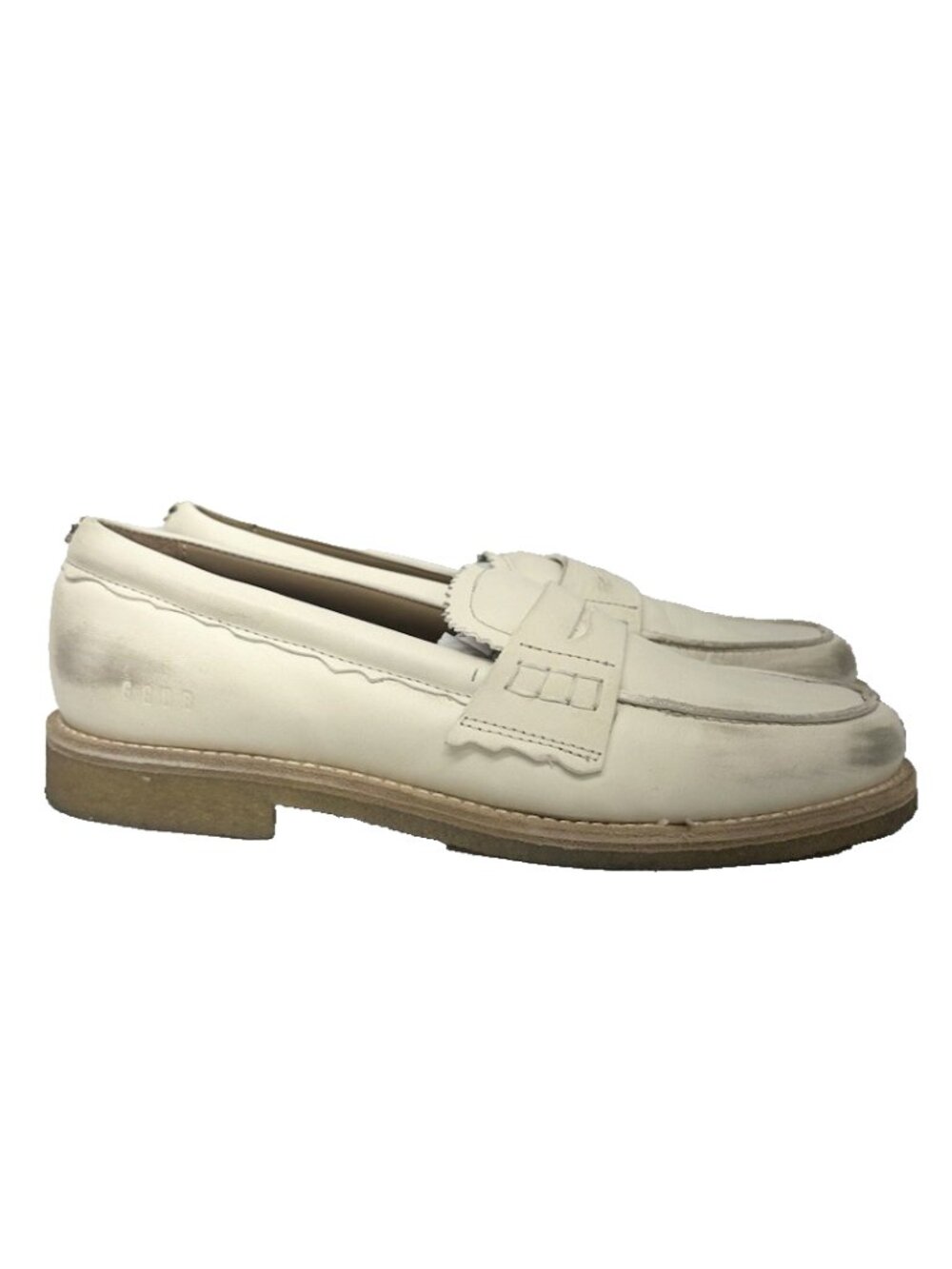 $660 GOLDEN GOOSE Jerry loafer SHOE DISTRESSED LEATHER butter-white 39 (DD21)